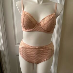 Adore Me bra and panty set. 40D. XL panty. Bra and panty set. Tan. Peach